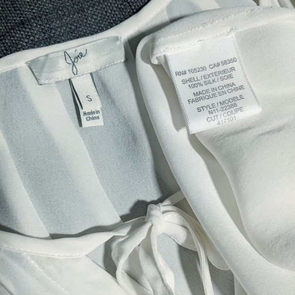 JOIE peasant flowy boho silk top off white - Picture 3 of 3